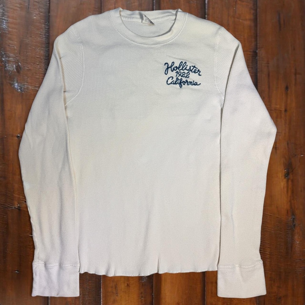 Hollister California 1922 Waffle Knit Thermal Shirt Men's Medium Y2K Long Sleeve